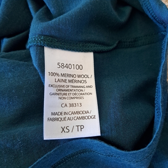 Segments Merino Wool Long Sleeved Top Women's XS Tee Dark Teal Soft T-shirt NWT - Picture 9 of 10